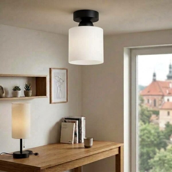BRILAGI - LED Stropné svietidlo RETRO GLASS 1xE27/60W/230V pr. 10 cm čierna/biela