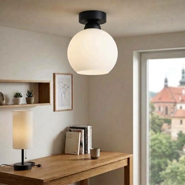 BRILAGI - LED Stropné svietidlo RETRO GLASS 1xE27/60W/230V pr. 15 cm čierna/biela