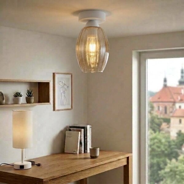 BRILAGI - LED Stropné svietidlo R GLASS 1xE27/60W/230V pr. 17cm biela/dymová béžová