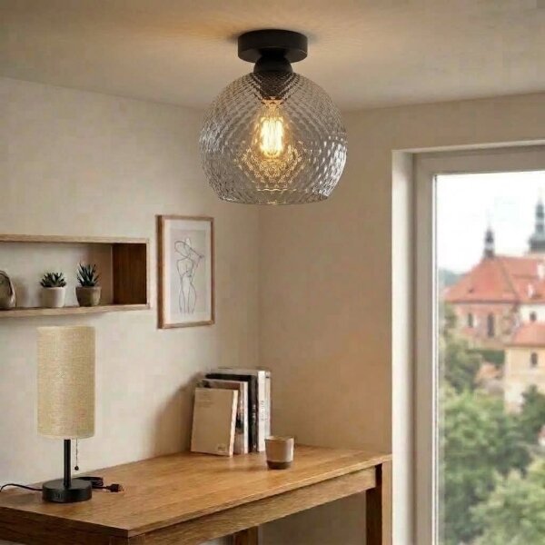 BRILAGI - LED Stropné svietidlo R GLASS 1xE27/60W/230V pr. 25 cm čierna/dymovo sivá