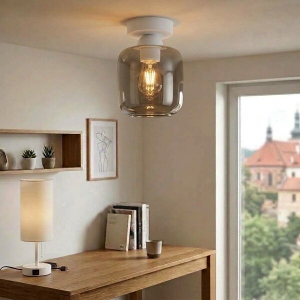 BRILAGI - LED stropné svietidlo R GLASS 1xE27/60W/230V priemer 14 cm biela/dymovo-sivá