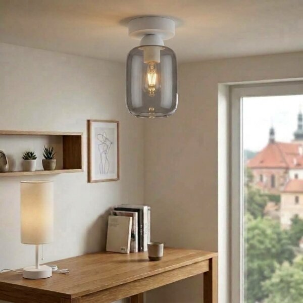 BRILAGI - LED Stropné svietidlo R GLASS 1xE27/60W/230V pr. 14 cm biela/dymová sivá
