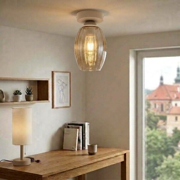 BRILAGI -LED Stropné svietidlo R GLASS 1xE27/60W/230V pr. 17cm béžová/dymová béžová