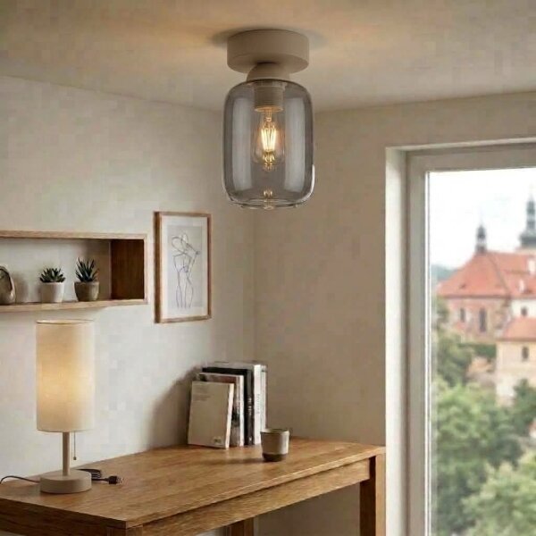 BRILAGI - LED Stropné svietidlo R GLASS 1xE27/60W/230V pr. 14 cm béžová/dymová sivá