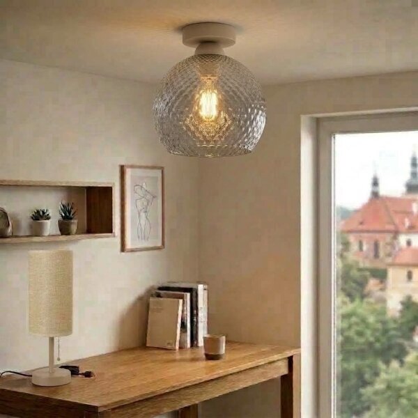 BRILAGI - LED Stropné svietidlo R GLASS 1xE27/60W/230V pr. 25 cm béžová/dymovo šedá