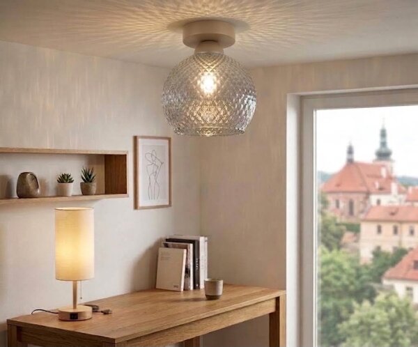 BRILAGI - LED Stropné svietidlo R GLASS 1xE27/60W/230V priemer 18 cm béžová/dymová sivá