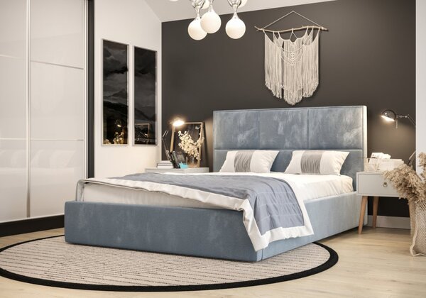 Čalúnená posteľ EDELTRAUDA - 90x200, modrá