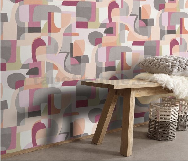 Vliesové tapety na stenu Gentle 10432-06, rozmer 10,05 m x 0,53 m, abstrakt farebný oranžovo-sivý, Erismann