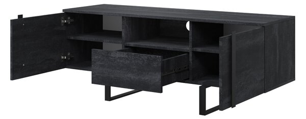 TV stolík Verica 150 cm s otvorenou policou - charcoal / čierne nožičky