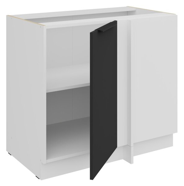 Predĺžená rohová skrinka LUNARA - šírka 90 cm, čierna / biela
