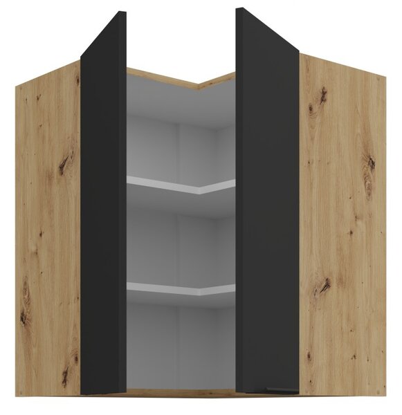 Horná rohová skrinka LUNARA 2 - 60x60 cm, čierna / dub artisan
