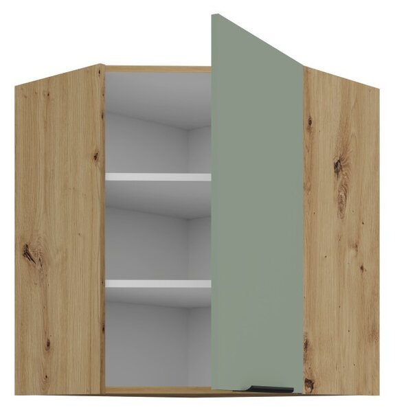 Horná rohová skrinka LUNARA 1 - 60x60 cm, zelená / dub artisan