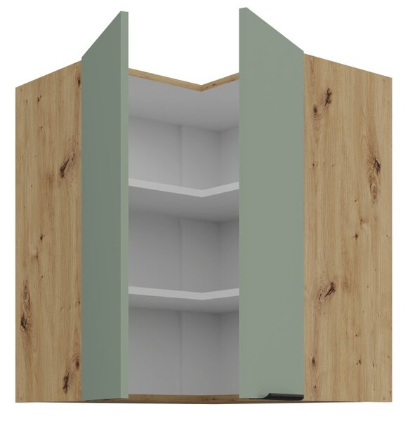 Horná rohová skrinka LUNARA 2 - 60x60 cm, zelená / dub artisan
