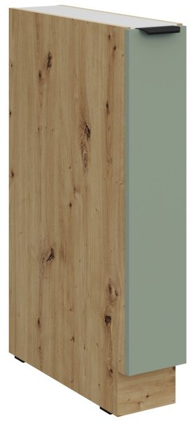 Výsuvná skrinka LUNARA - šírka 15 cm, zelená / dub artisan
