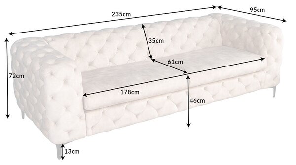 Dizajnová sedačka Rococo 235 cm šampanský zamat