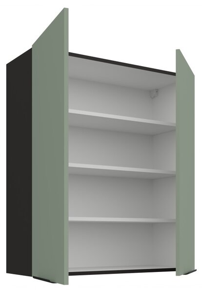 Vysoká horná skrinka LUNARA - šírka 80 cm, zelená / čierna