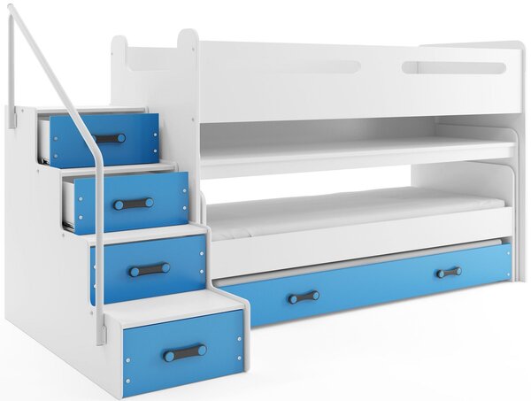 BMS Detská multifunkčná posteľ s prístelkou a vysúvacím stolom MAX 1 200x80 biela Doplňujúca farba postele: Modrá