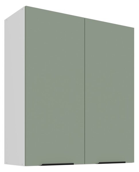 Vysoká horná skrinka LUNARA - šírka 80 cm, zelená / biela