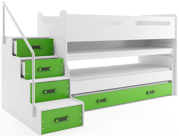 BMS Detská multifunkčná posteľ s prístelkou a vysúvacím stolom MAX 1 200x80 biela Doplňujúca farba postele: Zelená