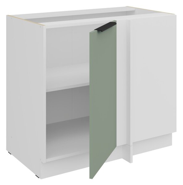 Predĺžená rohová skrinka LUNARA - šírka 90 cm, zelená / biela
