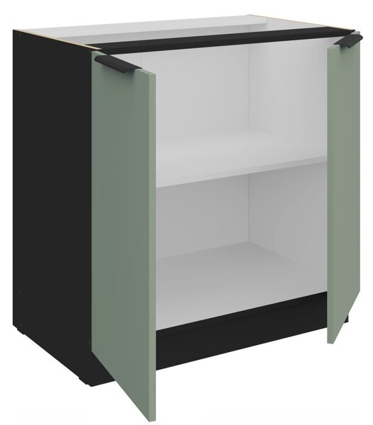 Dolná dvojdverová skrinka LUNARA - šírka 80 cm, zelená / čierna