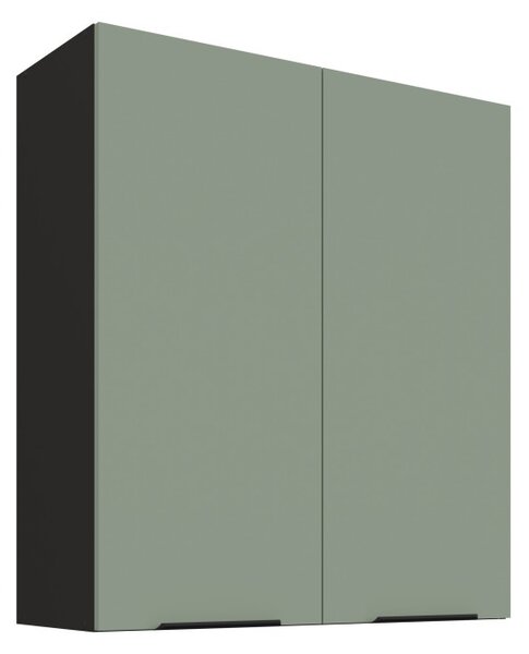 Vysoká horná skrinka LUNARA - šírka 80 cm, zelená / čierna