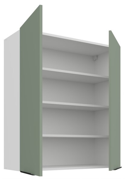 Vysoká horná skrinka LUNARA - šírka 80 cm, zelená / biela