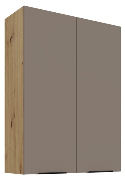 Vysoká horná kuchynská skrinka LUNARA - šírka 80 cm, tmavo béžová / dub artisan