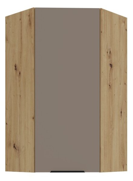 Vysoká horná rohová skrinka LUNARA 1 - 60x60 cm, tmavo béžová / dub artisan