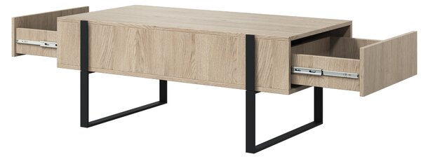 Konferenčný stolík Verica so zásuvkami 120 cm - dub piškótový / čierne nožičky