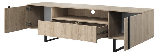 TV stolík Verica s otvorenou policou 200 cm - dub piškótový / čierne nožičky