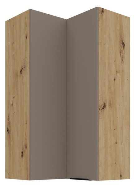 Vysoká horná rohová skrinka LUNARA 2 - 60x60 cm, tmavo béžová / dub artisan