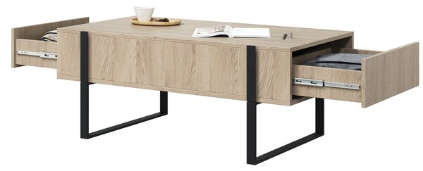 Konferenčný stolík Verica so zásuvkami 120 cm - dub piškótový / čierne nožičky