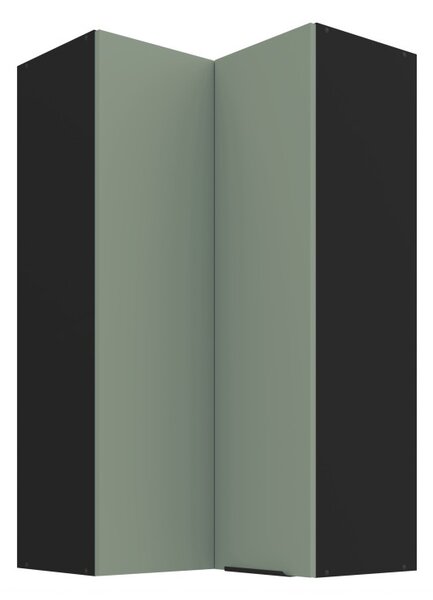 Vysoká horná rohová skrinka LUNARA 2 - 60x60 cm, zelená / čierna