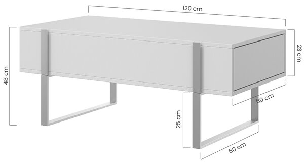 Konferenčný stolík Verica so zásuvkami 120 cm - dub piškótový / čierne nožičky