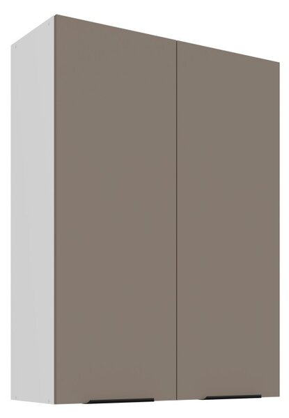 Vysoká horná kuchynská skrinka LUNARA - šírka 80 cm, tmavo béžová / biela