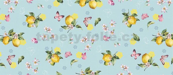 Obrus PVC 3581527, metráž, 20 m x 140 cm, vetvičky s citrónmi na zelenom podklade, IMPOL TRADE