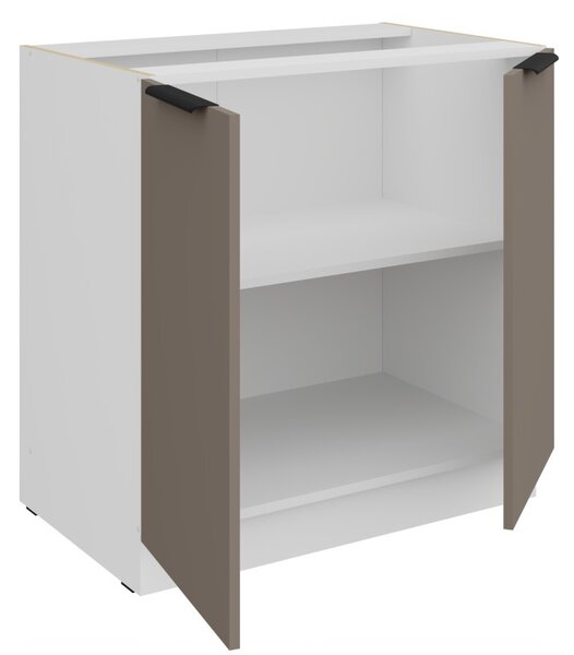 Dolná dvojdverová skrinka LUNARA - šírka 80 cm, tmavo béžová / biela