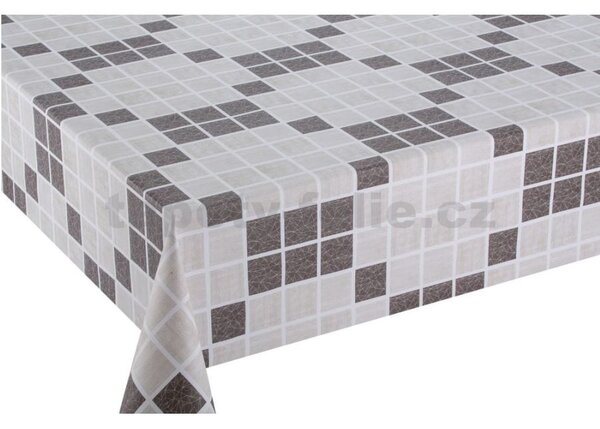 Obrus PVC 3581171, metráž, 20 m x 140 cm, kocky sivo-hnedé, IMPOL TRADE