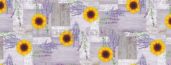 Obrus PVC 3581535, metráž, 20 m x 140 cm, slnečnice s levanduľou, IMPOL TRADE
