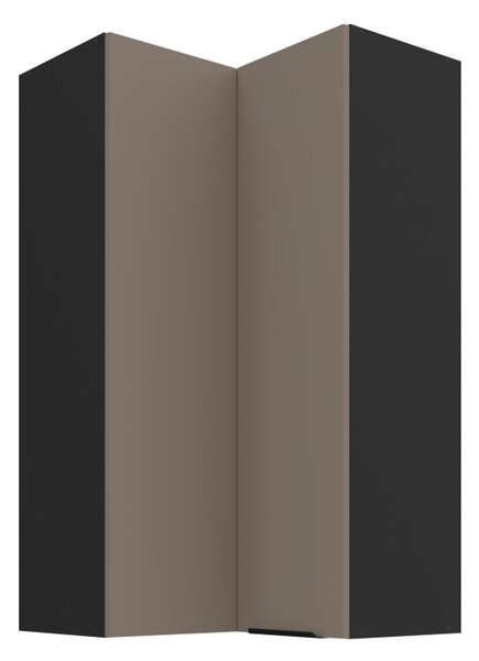 Vysoká horná rohová skrinka LUNARA 2 - 60x60 cm, tmavo béžová / čierna
