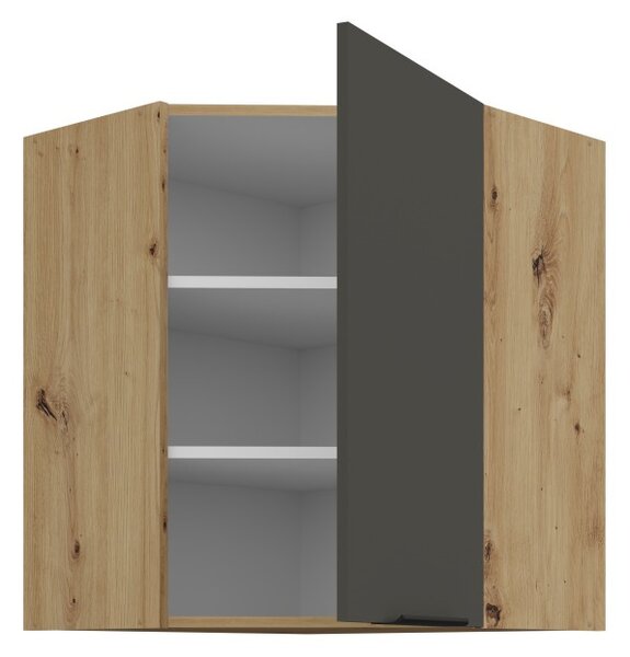 Horná rohová skrinka LUNARA 1 - 60x60 cm, grafit / dub artisan
