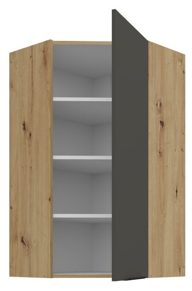 Vysoká horná rohová skrinka LUNARA 1 - 60x60 cm, grafit/dub artisan