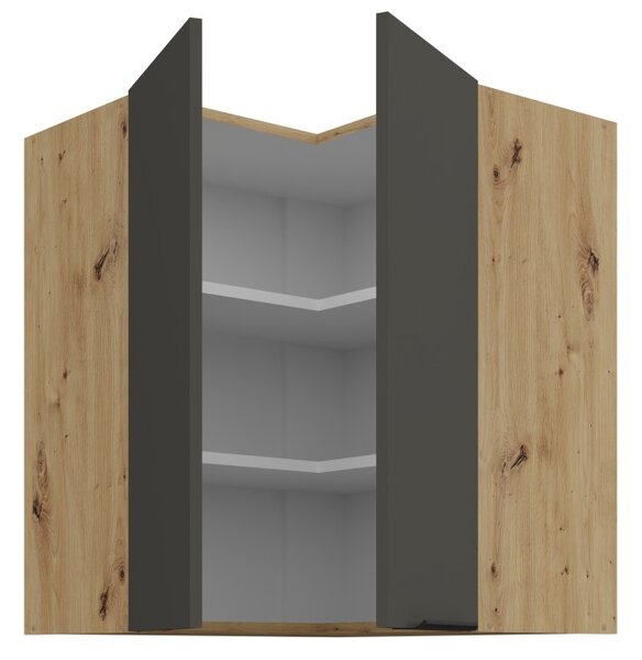 Horná rohová skrinka LUNARA 2 - 60x60 cm, grafit / dub artisan