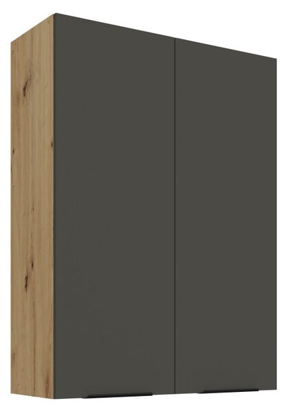 Vysoká horná kuchynská skrinka LUNARA - šírka 80 cm, grafit / dub artisan