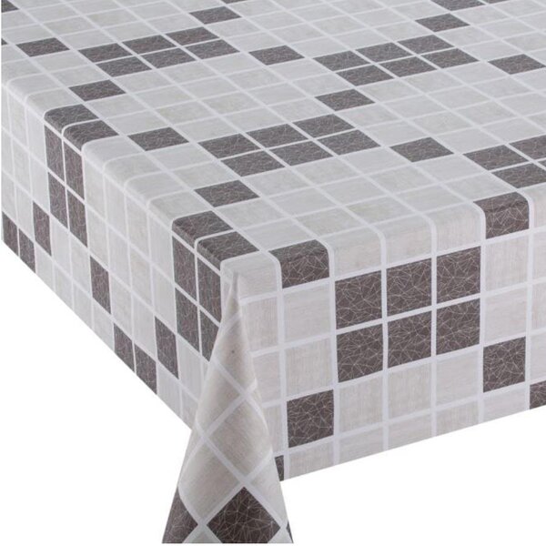Obrus PVC 3581171, metráž, 20 m x 140 cm, kocky sivo-hnedé, IMPOL TRADE