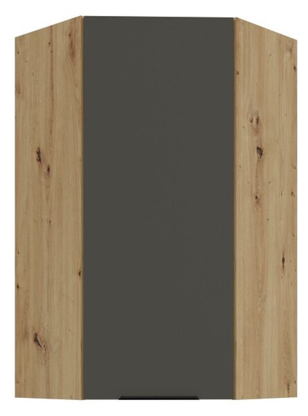 Vysoká horná rohová skrinka LUNARA 1 - 60x60 cm, grafit/dub artisan