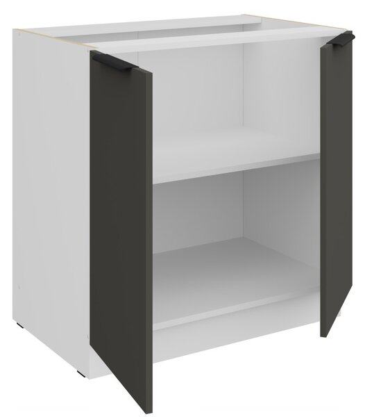 Dolná dvojdverová skrinka LUNARA - šírka 80 cm, grafit/biela