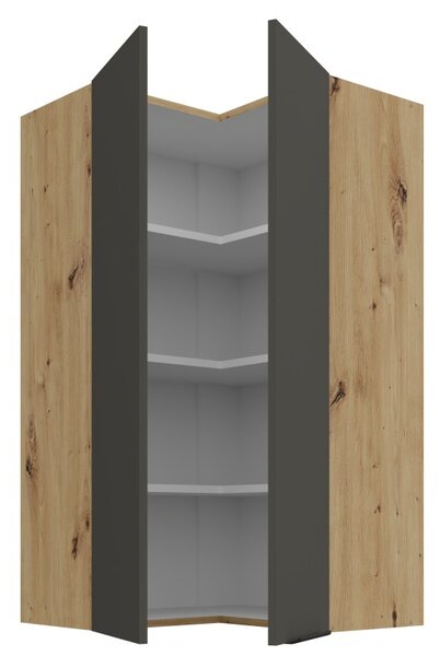 Vysoká horná rohová skrinka LUNARA 2 - 60x60 cm, grafit/dub artisan