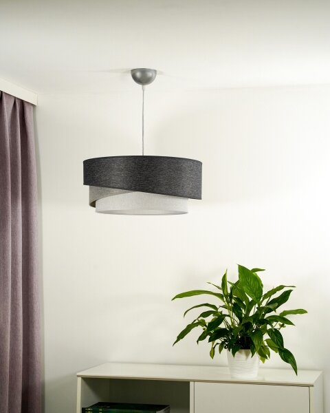 Duolla - Luster na lanku KOBO 1xE27/15W/230V pr. 45 cm antracit/šedá/biela